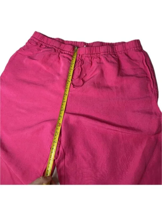 H&M Women’s Pink Linen Blend Wide Leg Pants XL Drawstring Waist Casual Summer - Picture 7 of 9